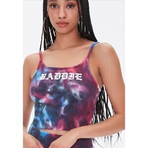 Baddie Graphic Tie-Dye Cropped Cami Tank - XL